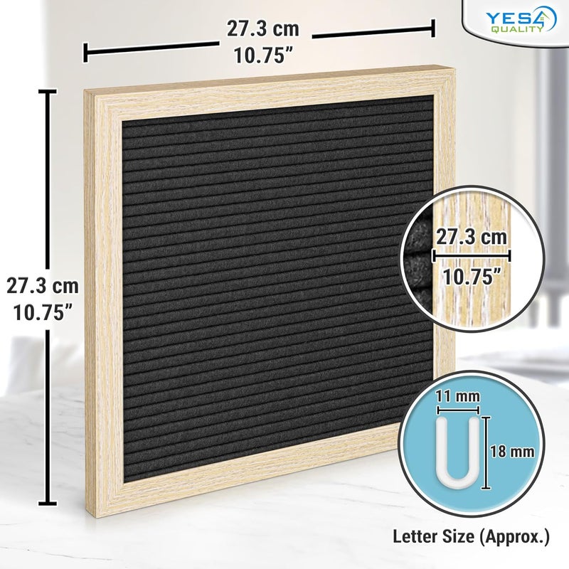 YES4QUALITY Felt Letter Board - 10x10”, Black - 170 Letters, Numbers & Emojis for Celebrations & Announcements - Customizable Message Letterboard w/Wooden Frame for Home Decor & Office Use - by - Image 5